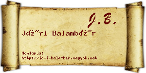 Jóri Balambér névjegykártya